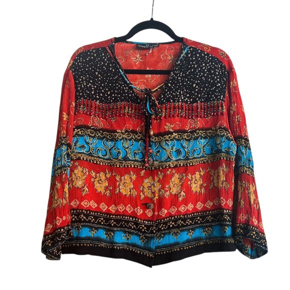 Vtg Carole Little Jacket • Women’s 10 • Beaded Colorblock Boho Hippie Designer - Picture 1 of 7